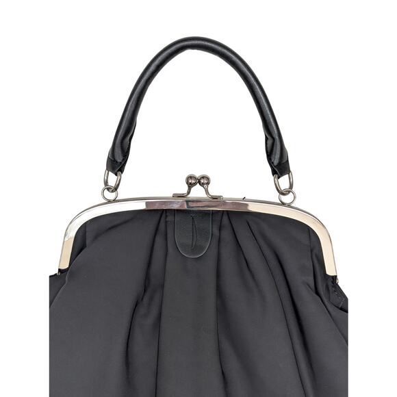 Doppelganger Italy Oversized Black Kiss Lock Top Handle Bag - Picture 4 of 9